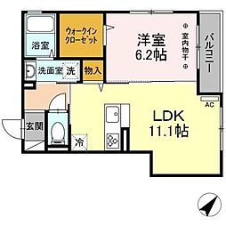 ヴェルデ横濱 1LDKの間取図画像