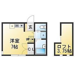 ウインズ南万騎が原B ワンルームの間取図画像