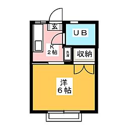 ハイツサンフラワーD棟 1Kの間取図画像