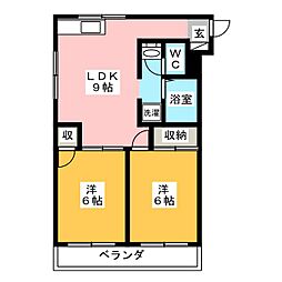 ふじビル 2LDKの間取図画像