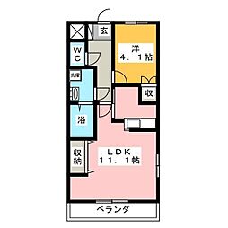 クリフ・リーベル壱番館 1LDKの間取図画像