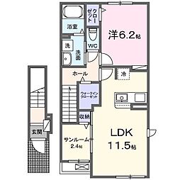 サン ファミーユI 1LDKの間取図画像
