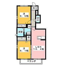 ノートルメゾンC 2LDKの間取図画像