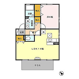ウィルモア湘南B 1LDKの間取図画像