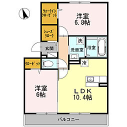 サンティエ 2LDKの間取図画像