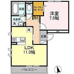 ManoirBlanc 1LDKの間取図画像