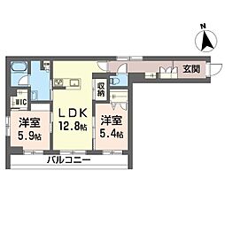 シャーメゾン湘南茅ヶ崎香川 2LDKの間取図画像