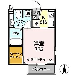 サーフ湘南 1Kの間取図画像