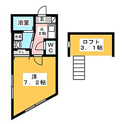 アネーロ茅ヶ崎 1Kの間取図画像