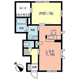 アクタス湘南1 1LDKの間取図画像