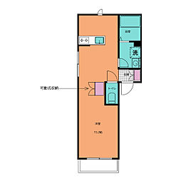 ビューテラス 1階ワンルームの間取り