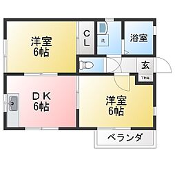 ボナール飯島 2DKの間取図画像