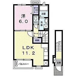 プリムヴェール常盤1 1LDKの間取図画像