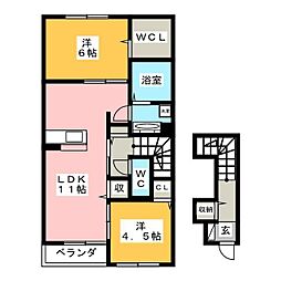 セジュール本覚寺 2LDKの間取図画像