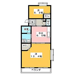 クレセール湘南 2DKの間取図画像