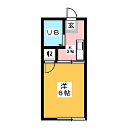 第1富士見荘 1Kの間取図画像