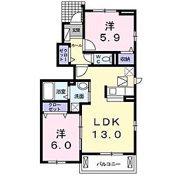マンハイム1番館 2LDKの間取図画像