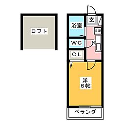 TARA天神 1Kの間取図画像