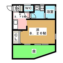 ラフォーレゆめが丘B ワンルームの間取図画像