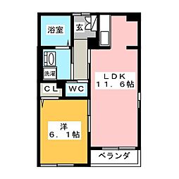 サンフラワーK 1LDKの間取図画像