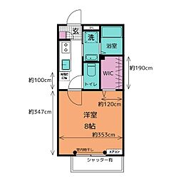ソレジオフジミ2 1Kの間取図画像