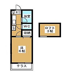 エイトハウス 1階1Kの間取り