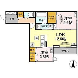 エスペリア中央林間5丁目 2LDKの間取図画像