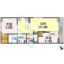 シャルムコート 2LDKの間取図画像