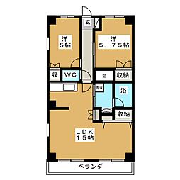 相模大野マンション 2LDKの間取図画像