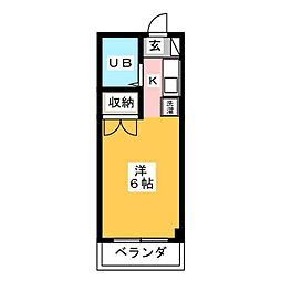 エンゼルハイム ワンルームの間取図画像