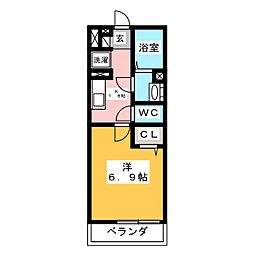 リブリ・SAKAE2 1Kの間取図画像
