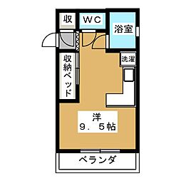 プティオーベルジュ ワンルームの間取図画像