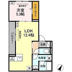 大和市南林間5丁目アパート 1LDKの間取図画像