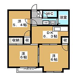 オーチャード・ヒルズ 3DKの間取図画像