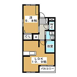 ディアコート 1LDKの間取図画像