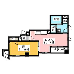 ヴィレッジ大和東 1DKの間取図画像
