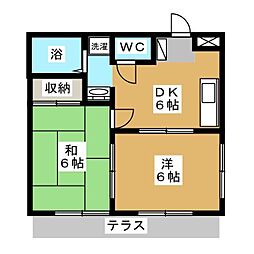 インブルーブH 2DKの間取図画像