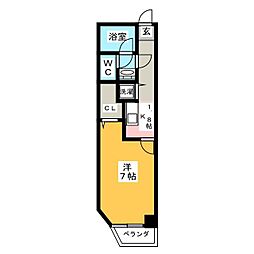 大和ステーションヒルズ弐番館 1Kの間取図画像