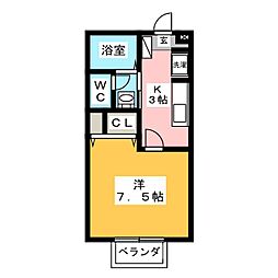 モンターニャ 1Kの間取図画像