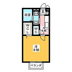 グリーンハウスC 1Kの間取図画像