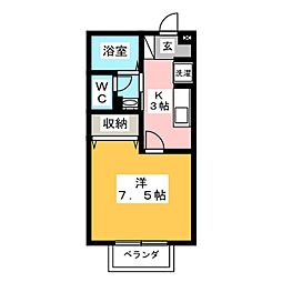 モンターニャ 1Kの間取図画像