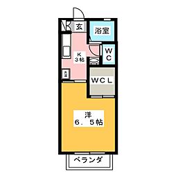 シャンテ 1Kの間取図画像