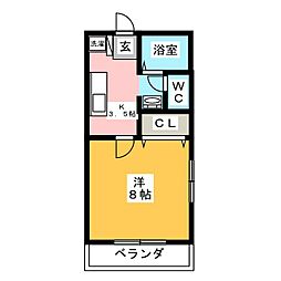 アンディ 1Kの間取図画像