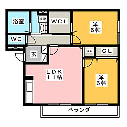 ビラルフト 2LDKの間取図画像