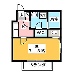 エスポワメゾン2 1Kの間取図画像