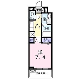 カーサ・コレハ 1Kの間取図画像