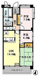 ベルシャイン厚木 3LDKの間取図画像