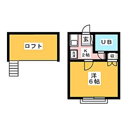 ハイツウィスタリアA 1Kの間取図画像