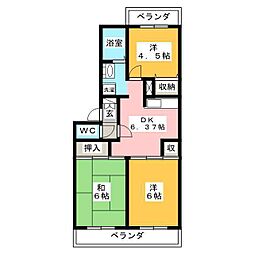 ハイツハーベスト 3DKの間取図画像