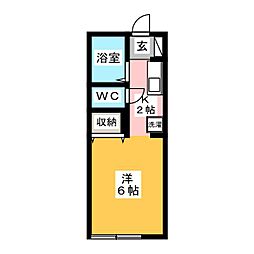 リヴェールS ワンルームの間取図画像